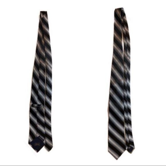 Cremieux Collection Handmade Silk Diagonal Stripe Neck Tie Black Office Career - Picture 10 of 12